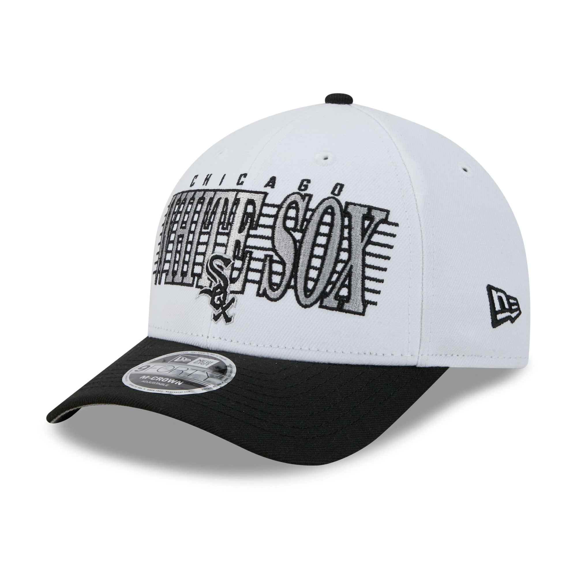Casquette ajustable New Era blanche et noire Chicago White Sox Loyal 9FORTY M-Crown pour homme