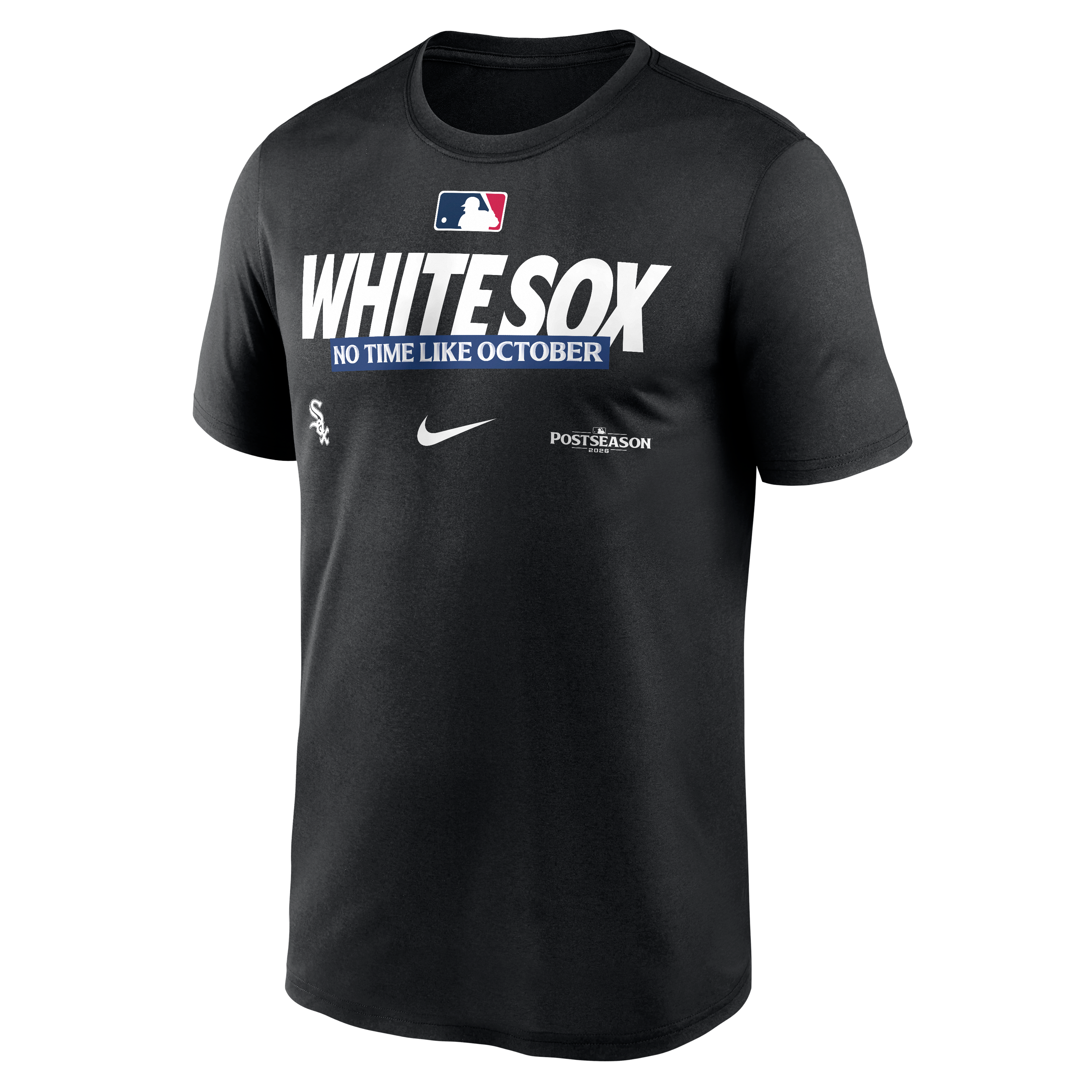 T-shirt Nike Legend Dri-FIT de la collection authentique des White Sox Chicago, noirs, pour hommes, édition 2026 séries éliminatoires MLB.
