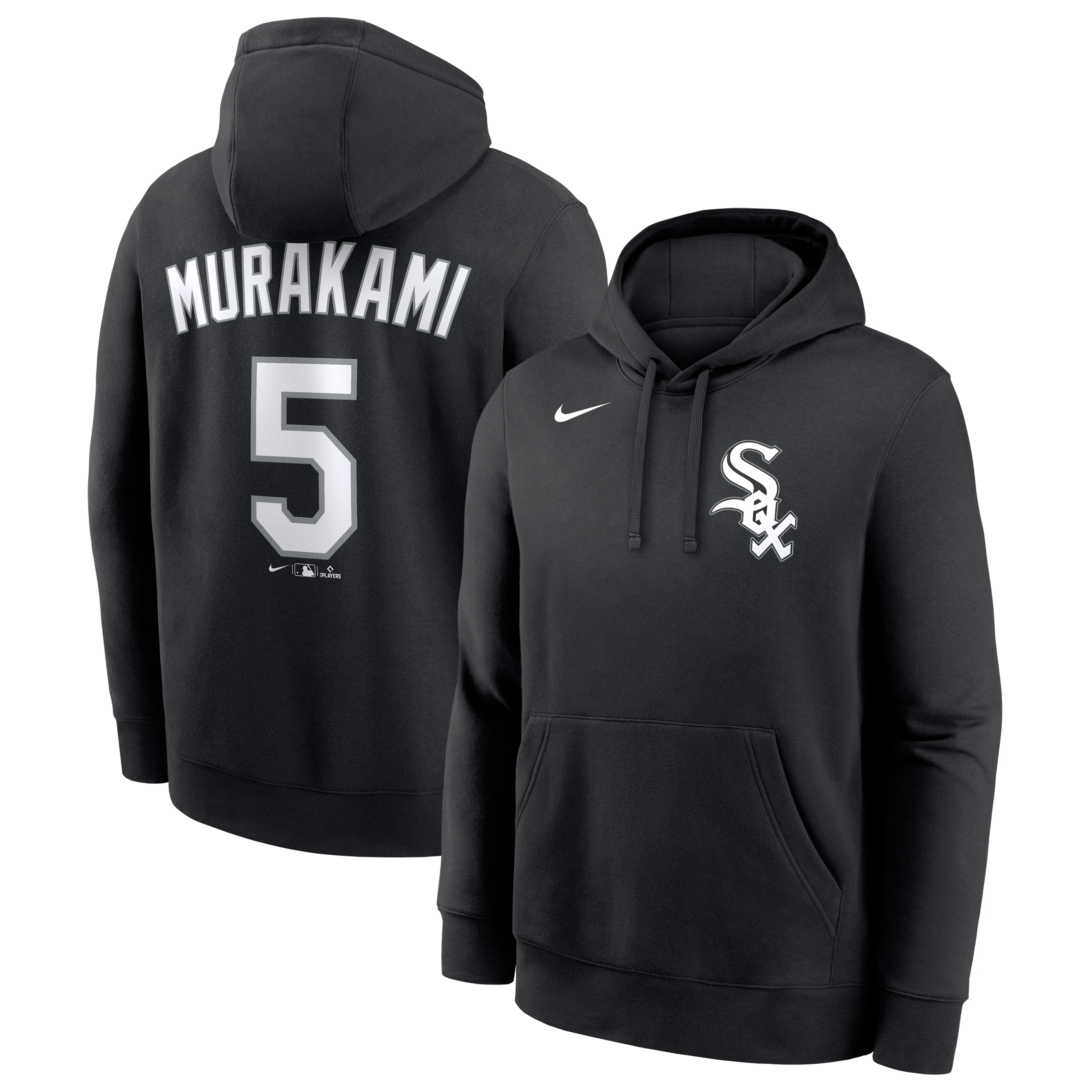 Sweat à capuche Nike Munetaka Murakami noir Chicago White Sox avec nom et numéro, en polaire.