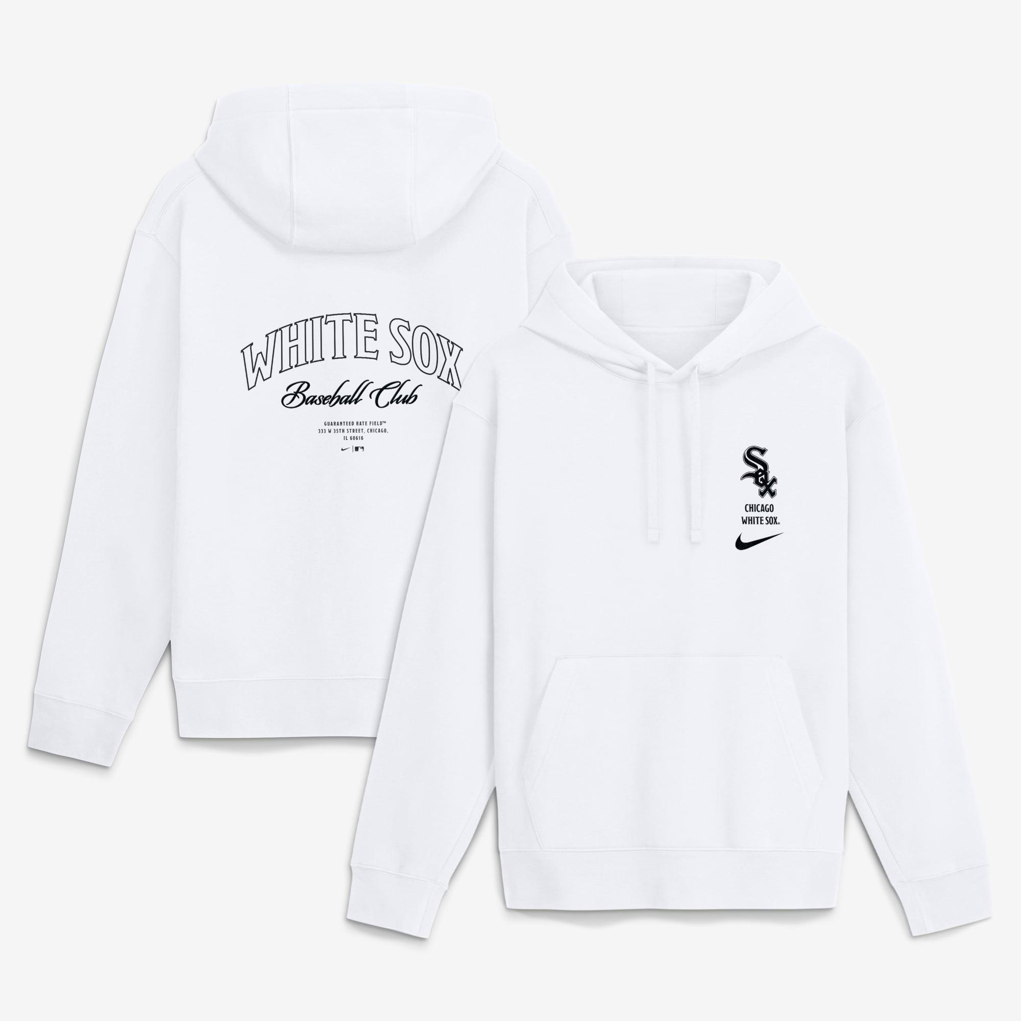 Men's Nike White Chicago Sox Minimal Club Fleece Hoodie