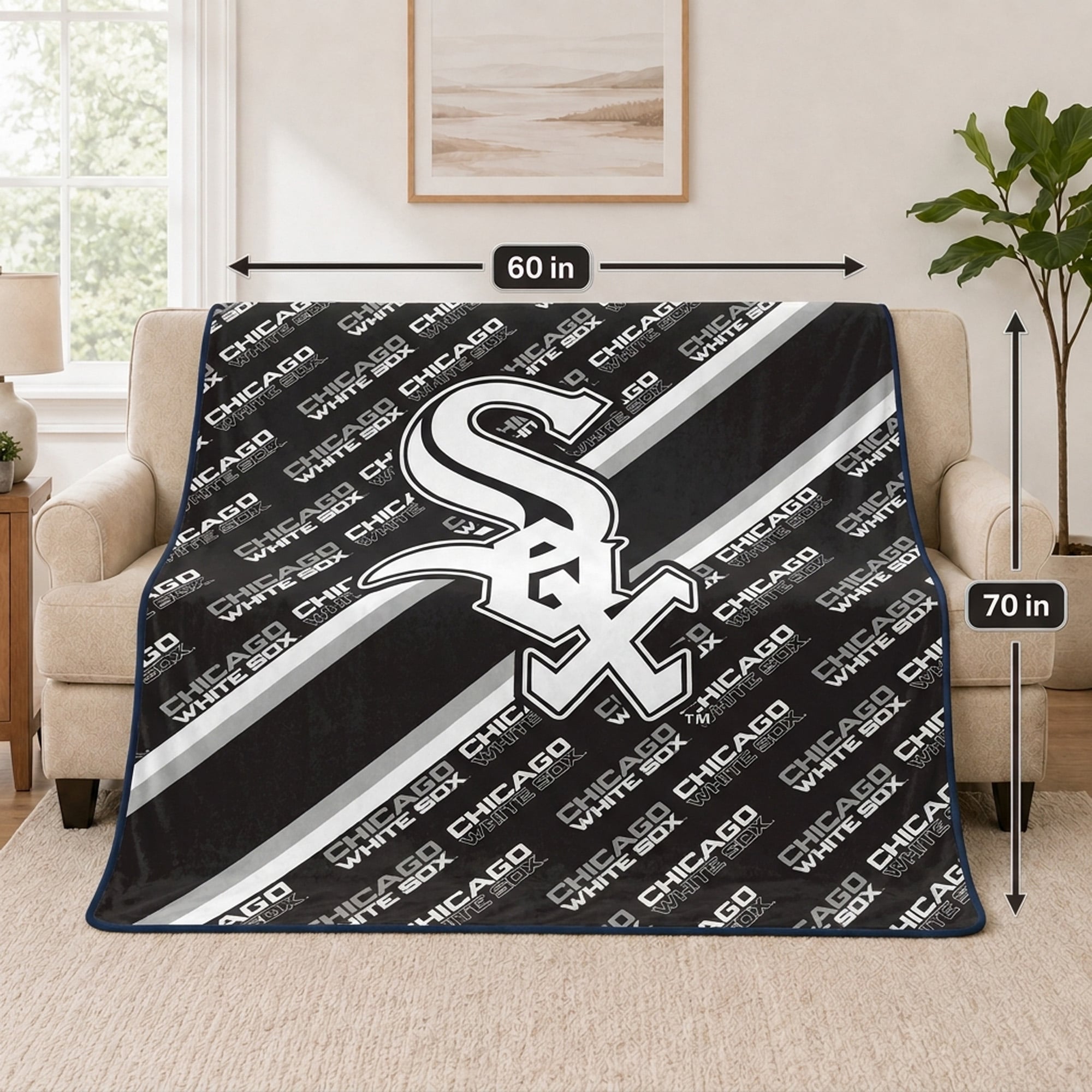 Pegasus Chicago White Sox 60" x 70" Diagonal Lined Wordmark Ultra Soft Blanket