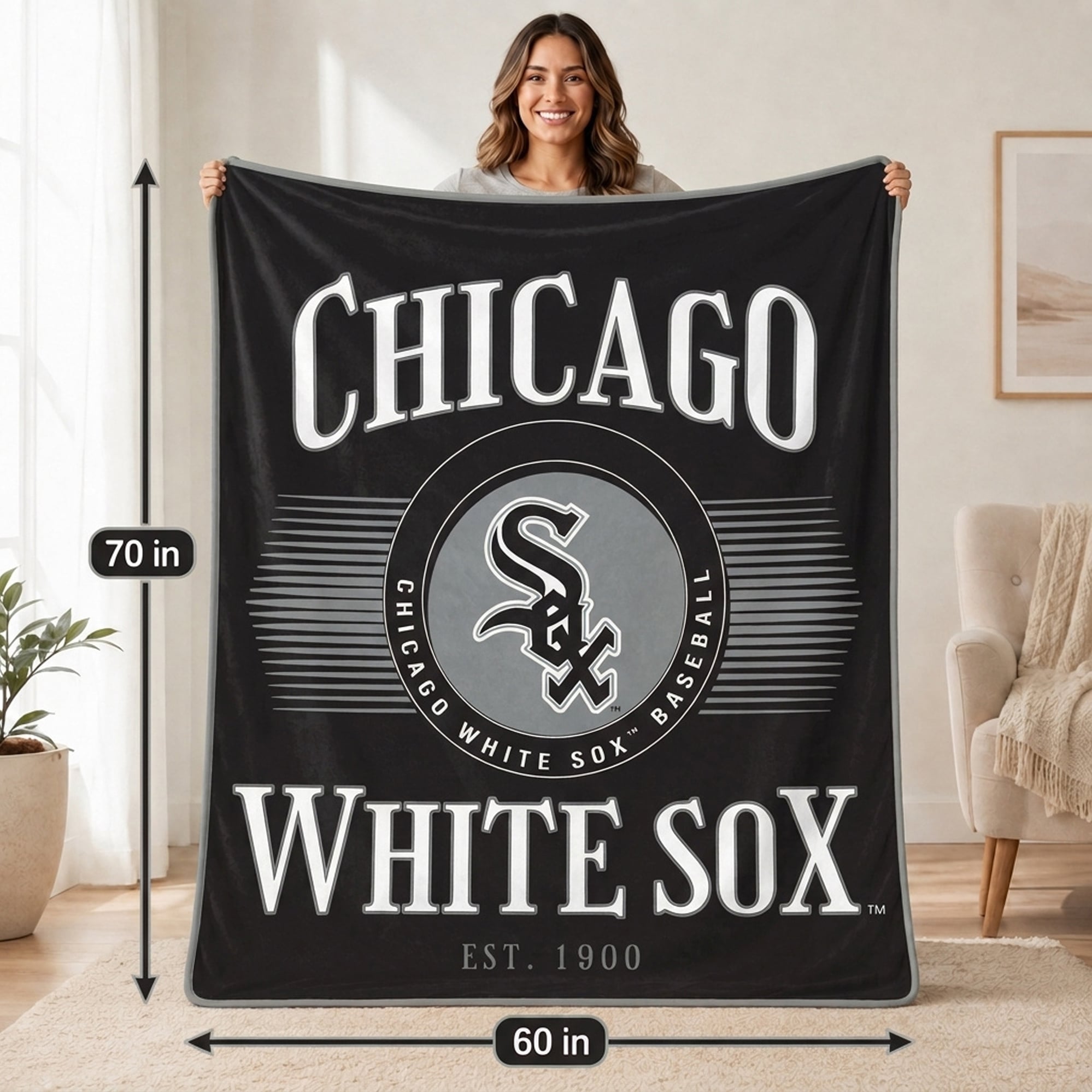 Pegasus Chicago White Sox Spotlight Arch 60" x 70" Ultra Soft Throw Blanket