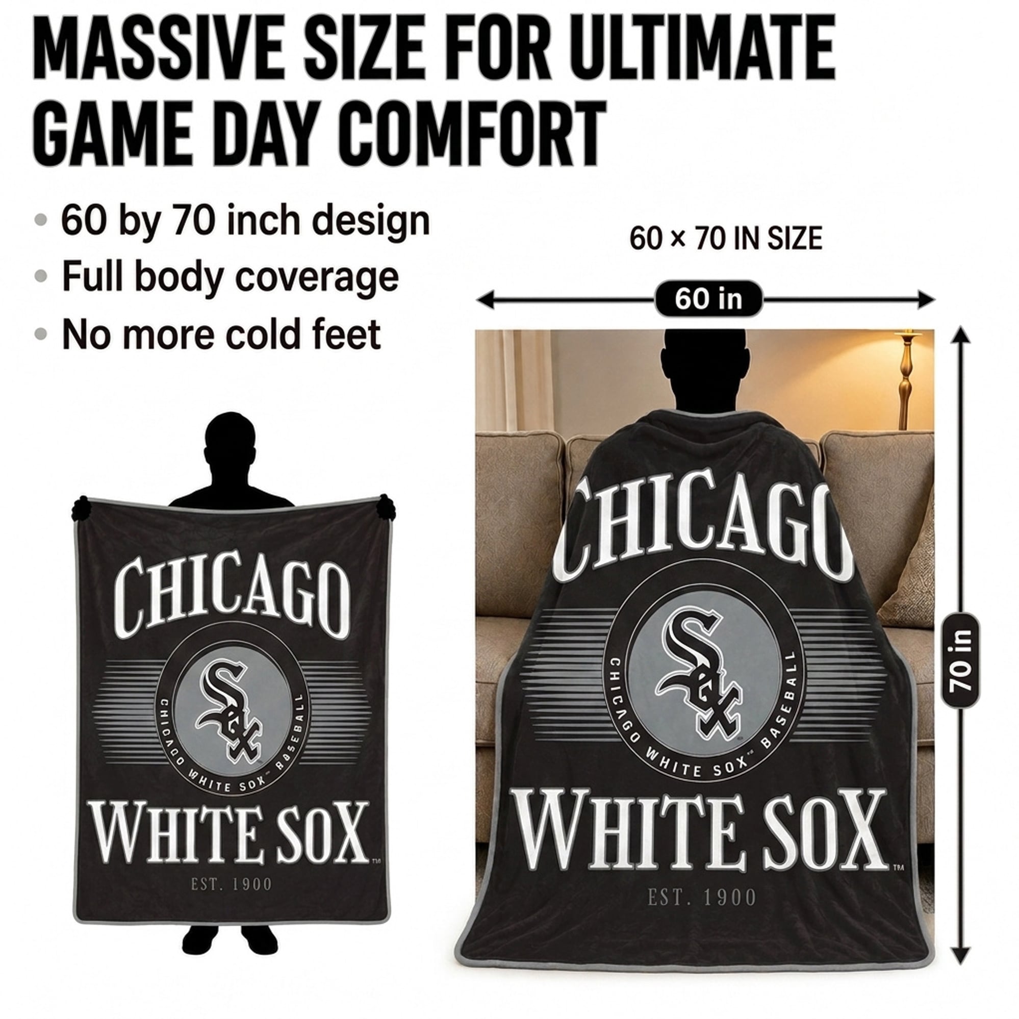 Pegasus Chicago White Sox Spotlight Arch 60" x 70" Ultra Soft Throw Blanket