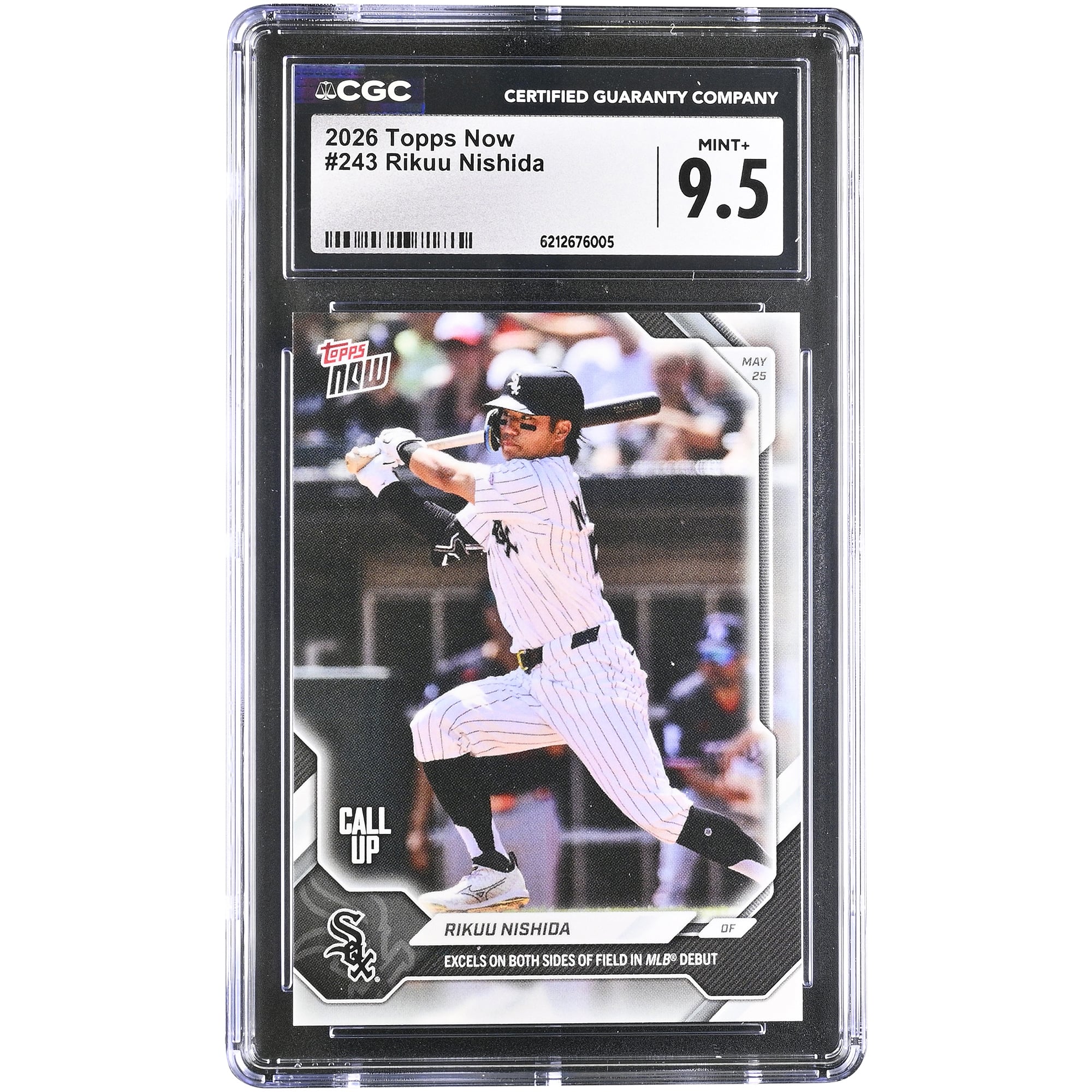 Carte Rikuu Nishida Chicago White Sox 2026 Topps Now Call Up n° 243, authentifiée CGC MINT+ 9.5