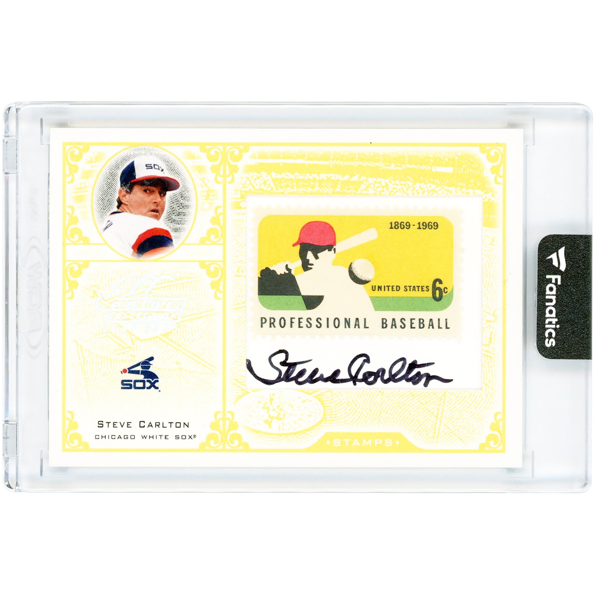 Carte autographiée par Steve Carlton des White Sox de Chicago (collection Donruss Leaf Century Stamps, 2004) - Signature n° S-29 n° 30/69
