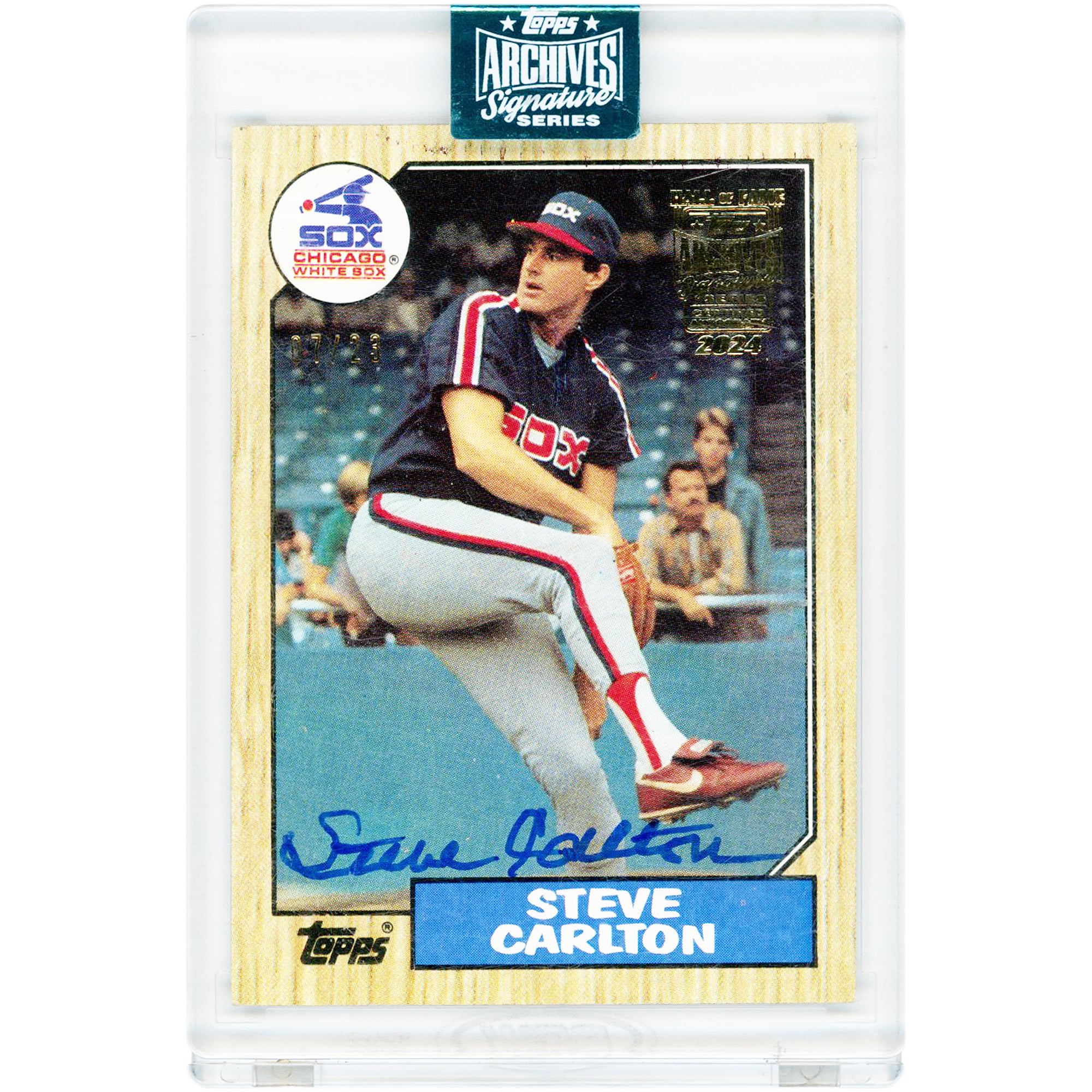 Carte autographiée par Steve Carlton, joueur des White Sox de Chicago, série Topps Archives Signatures 2024, design Topps 1987, n° 718, n° 7/23