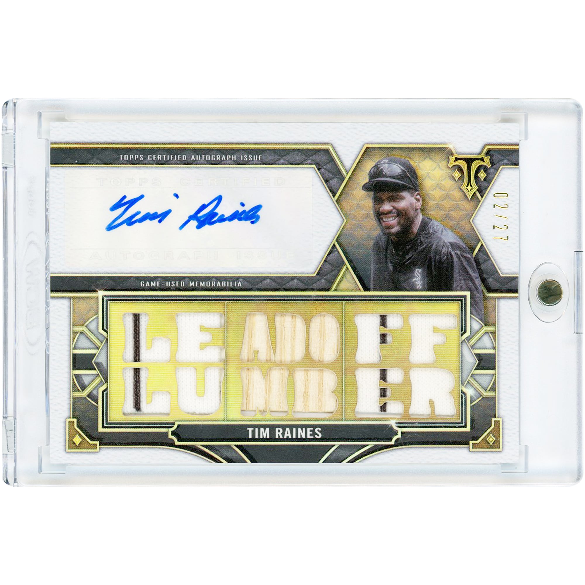 Carte autographiée Tim Raines des White Sox de Chicago, édition 2022 Topps Triple Threads, reliques de match, batte et maillot bicolore utilisés, #TTAR-TRA1 #2/27
