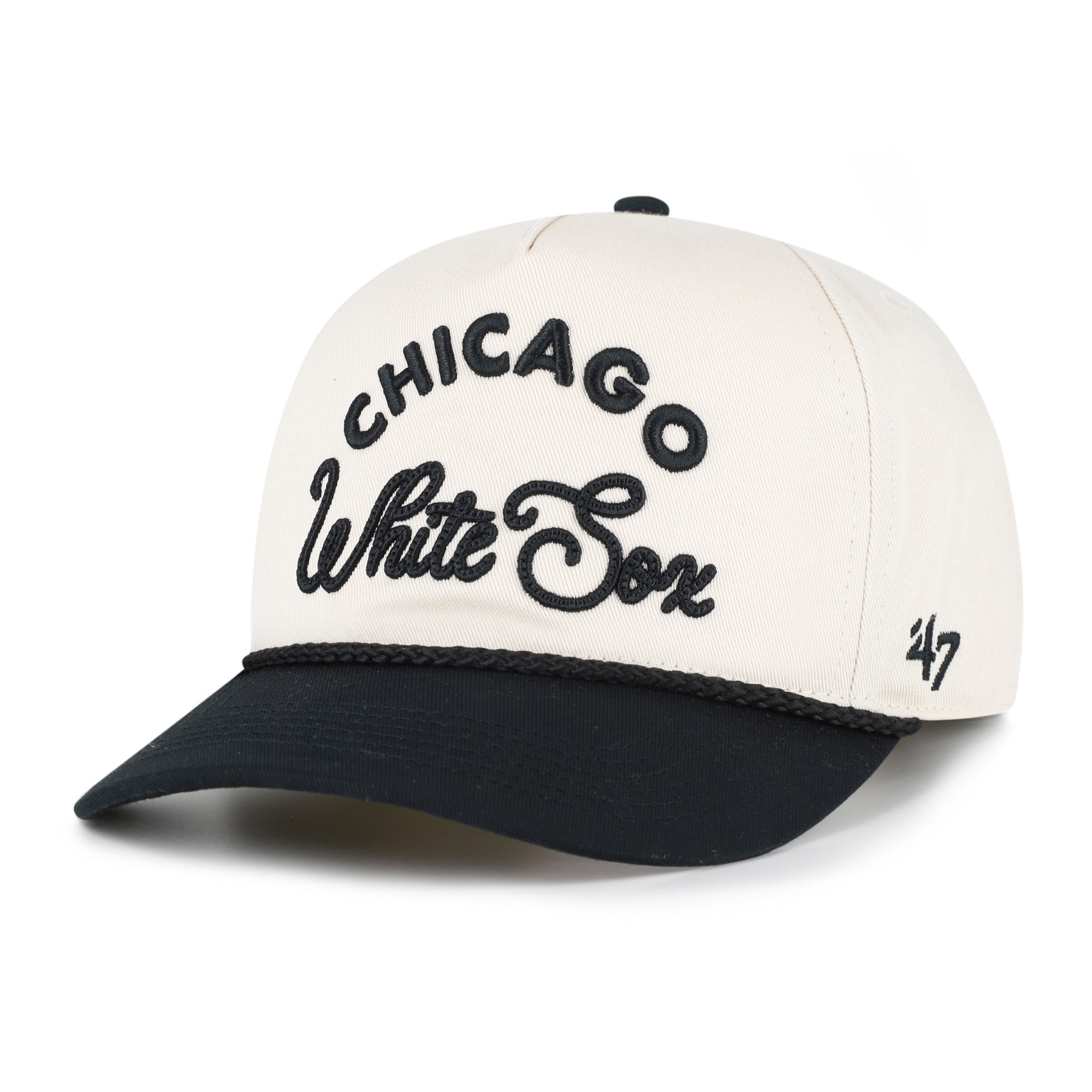 Casquette unisexe '47 naturelle/noire Chicago White Sox Rope Script Hitch ajustable