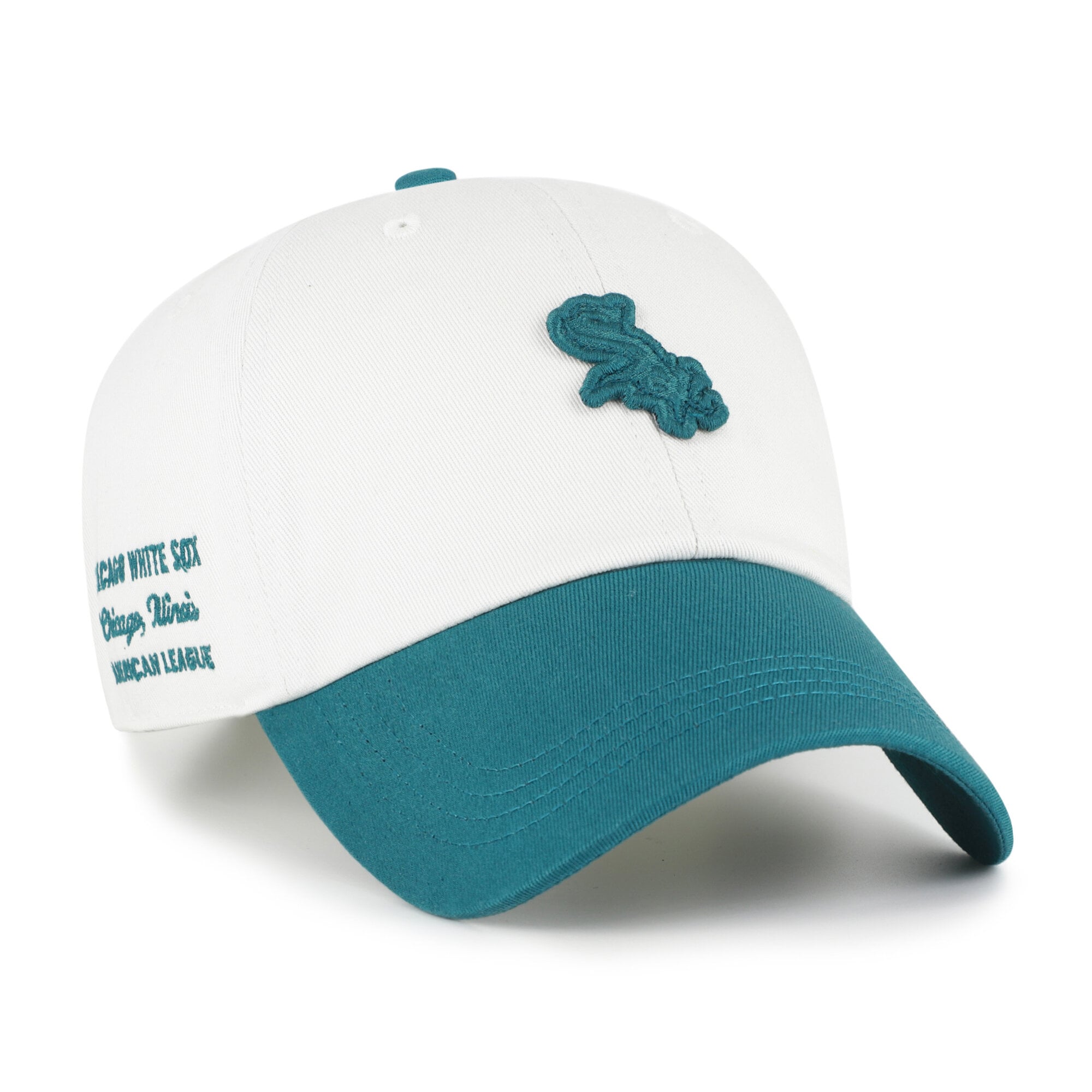 Unisex '47 White/Teal Chicago White Sox Contemporary Tonal Clean Up Adjustable Hat