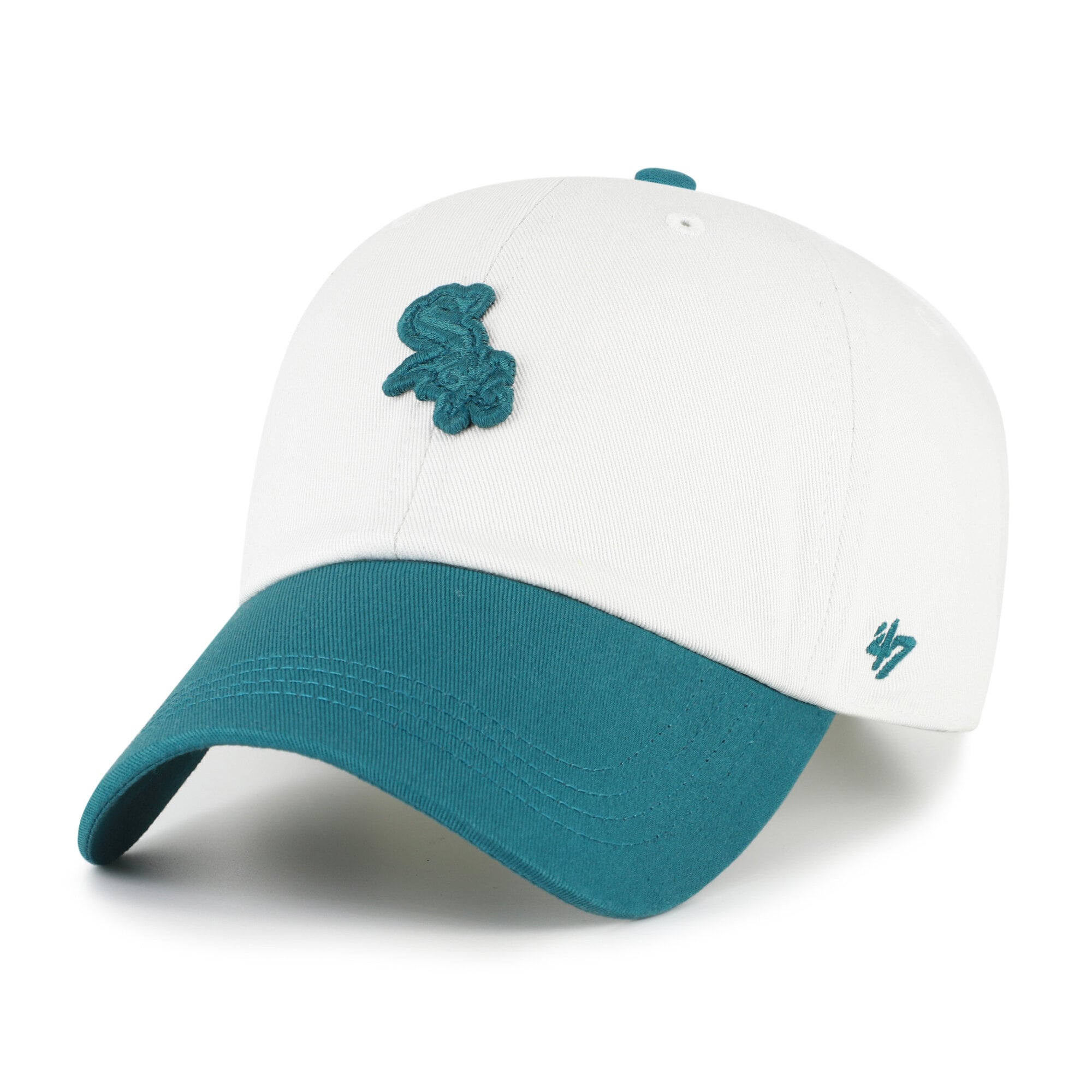 Unisex '47 White/Teal Chicago White Sox Contemporary Tonal Clean Up Adjustable Hat