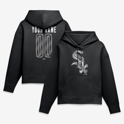 Chicago White Sox Women's Metallic Mascot Personalized Name & Number Hoodie - Black