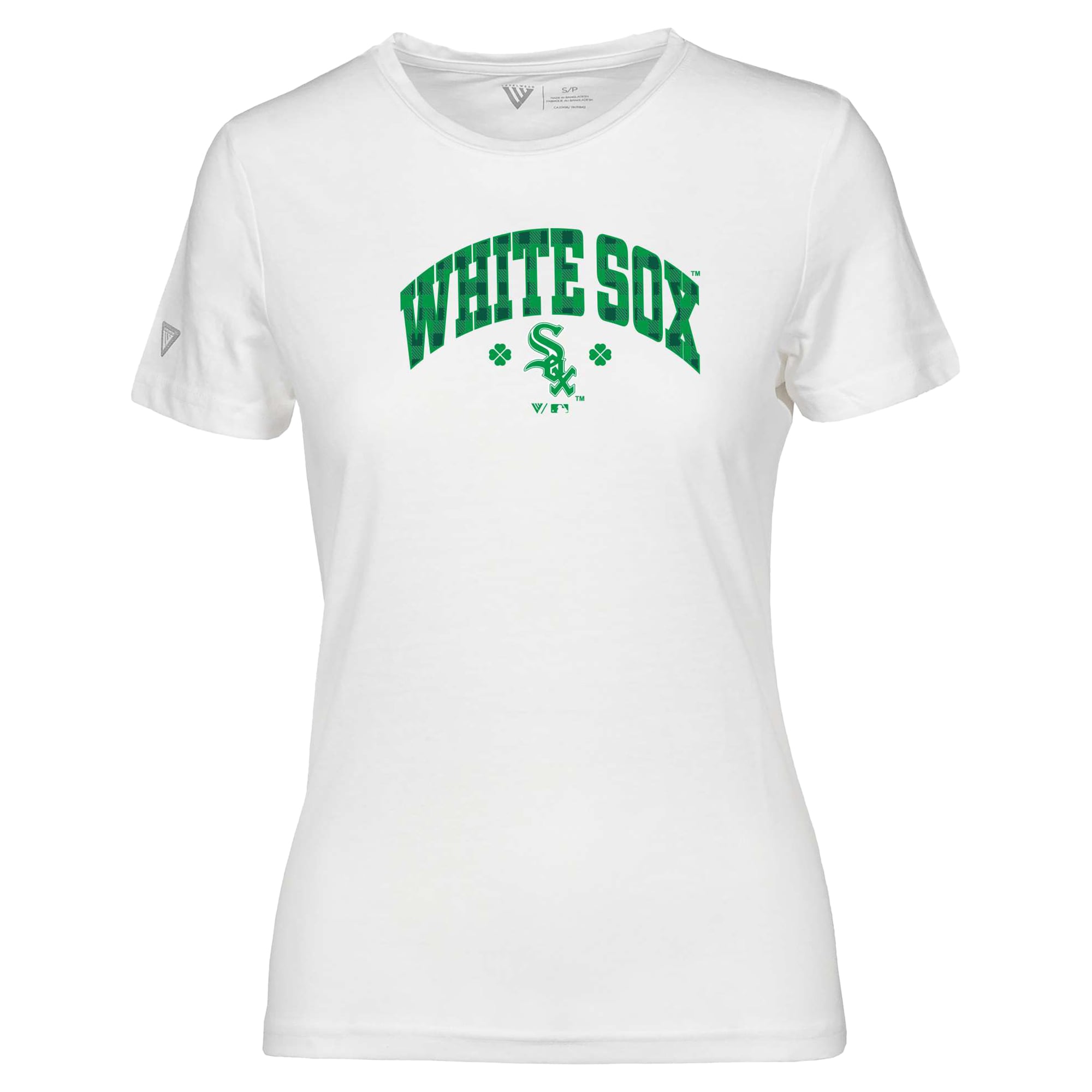 T-shirt à carreaux Maddox pour femme, gris, Chicago White Sox, St. Patrick's Day