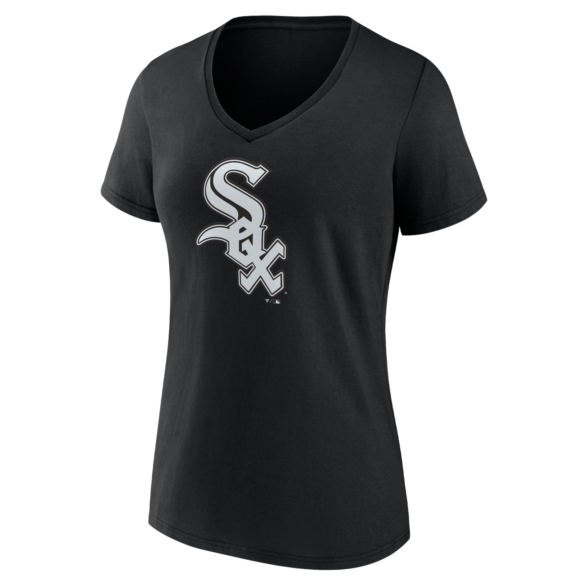 Women's Logo Athletic Black Chicago White Sox Official V-Neck T-Shirt