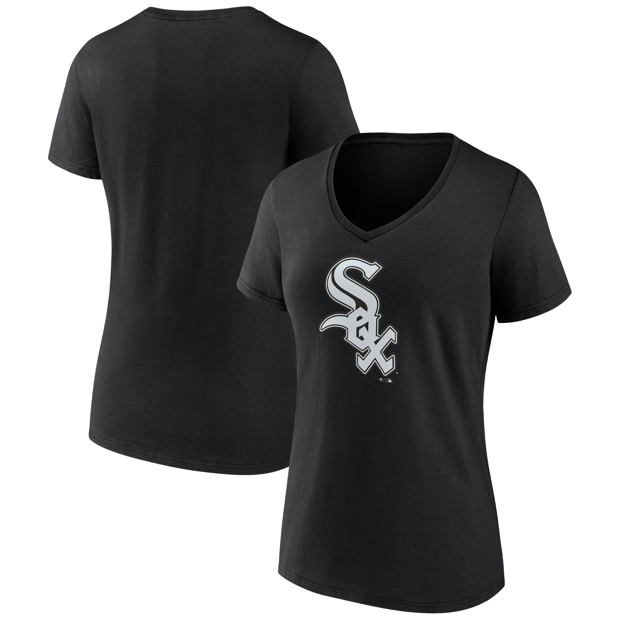 Women's Logo Athletic Black Chicago White Sox Official V-Neck T-Shirt