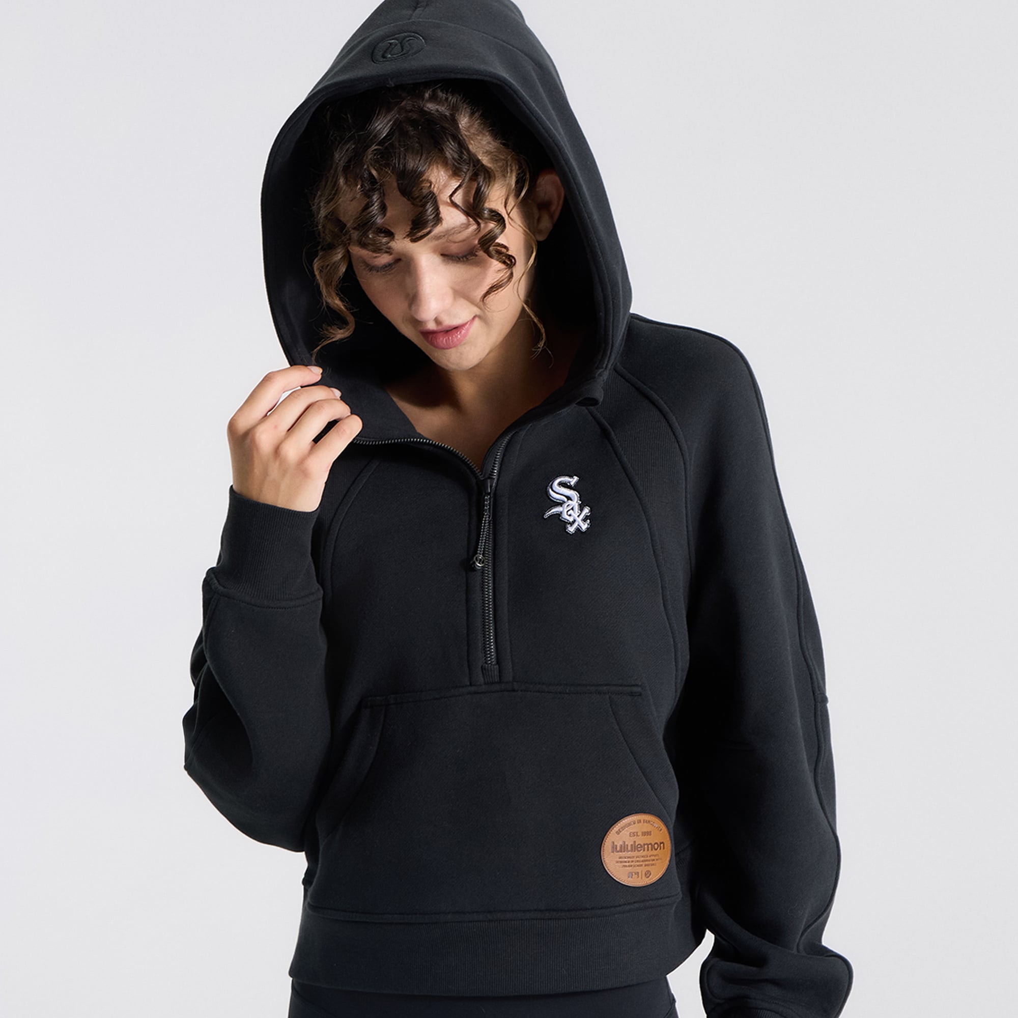 Sweat à capuche oversize demi-zip lululemon noir Chicago White Sox pour femme