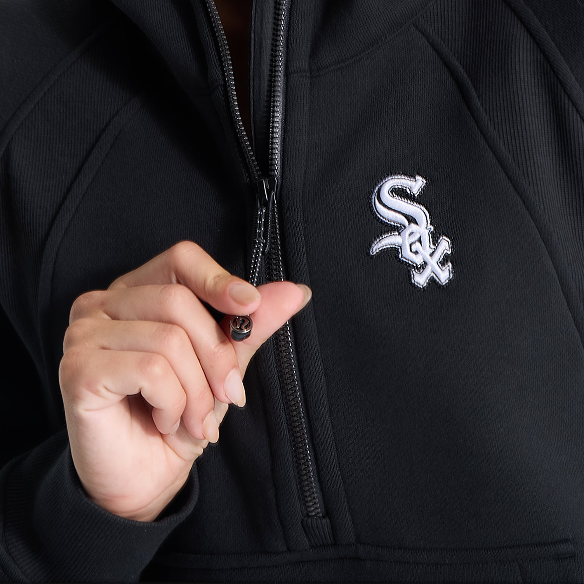 Sweat à capuche oversize demi-zip lululemon noir Chicago White Sox pour femme