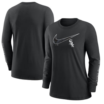 Chicago White Sox Nike Women's Double Hit Long Sleeve T-Shirt - Black