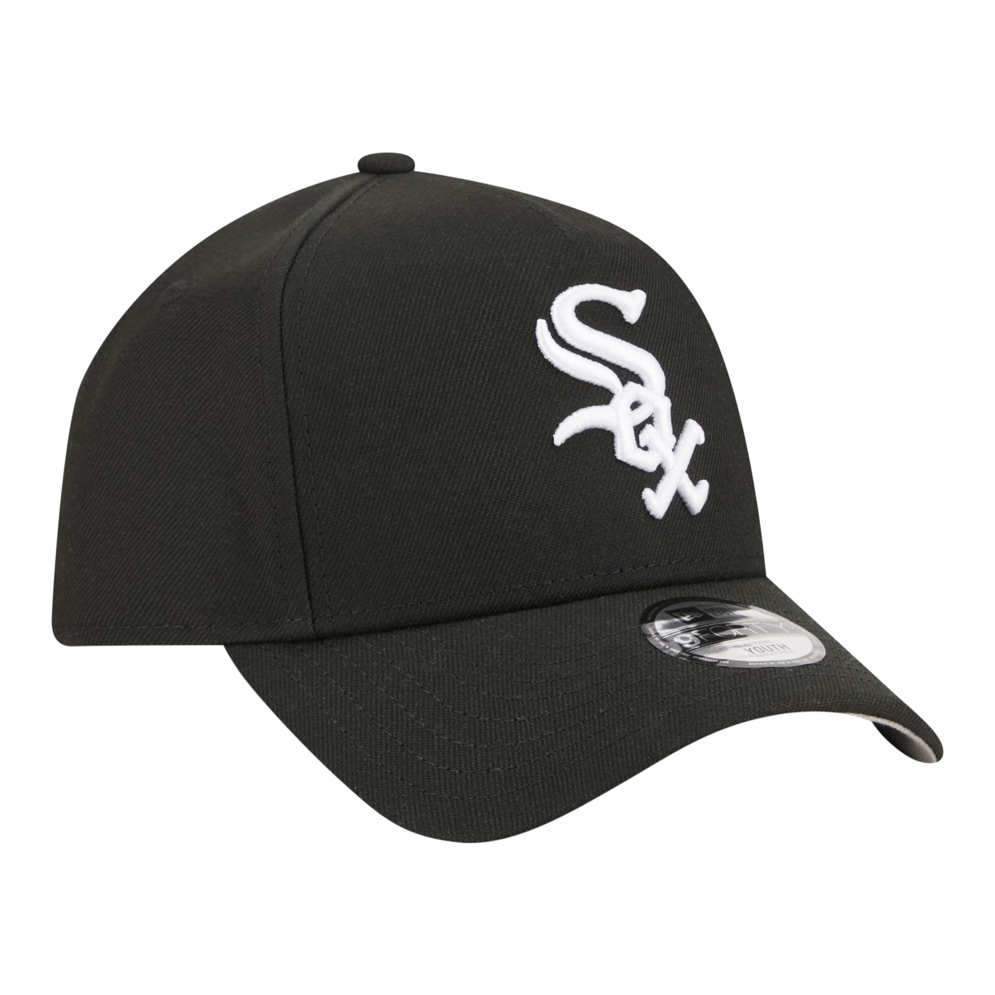 Casquette ajustable New Era 9FORTY A-Frame noire pour jeunes Chicago White Sox