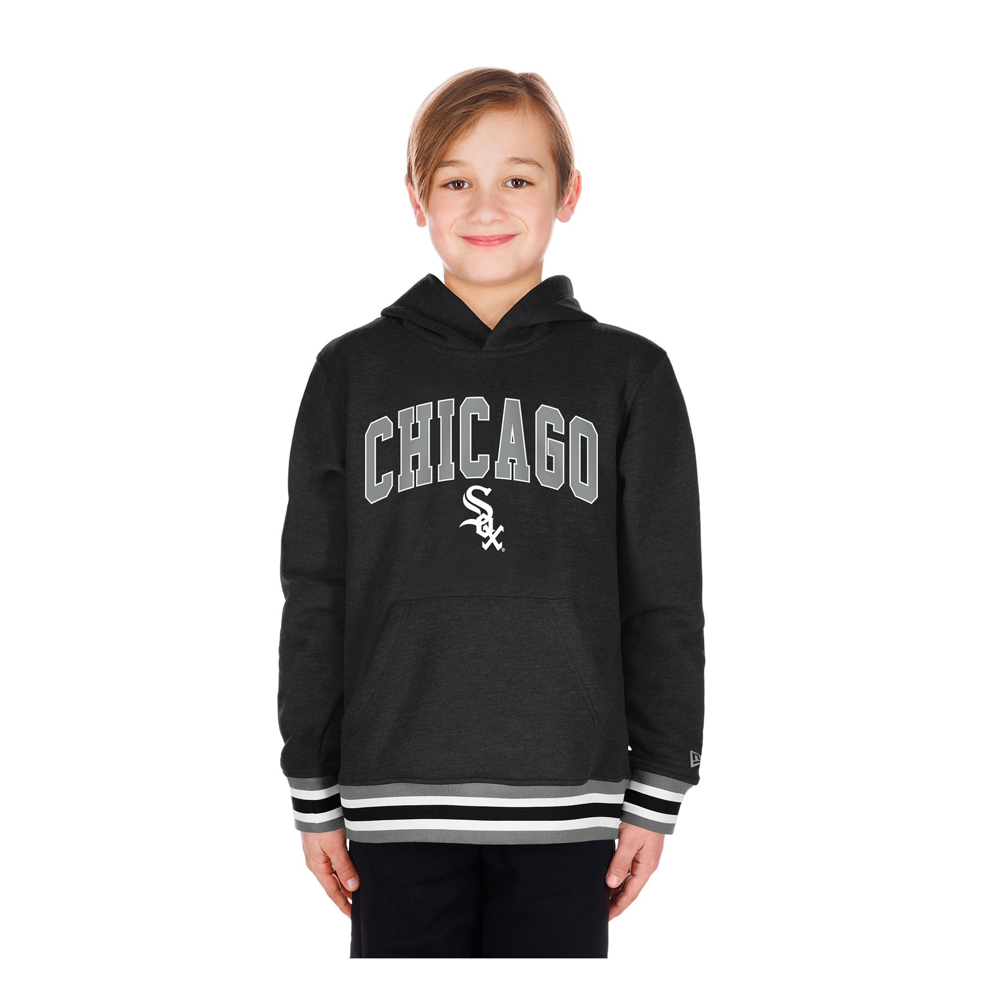 Youth New Era Black Chicago White Sox Knit Trim Pullover Hoodie
