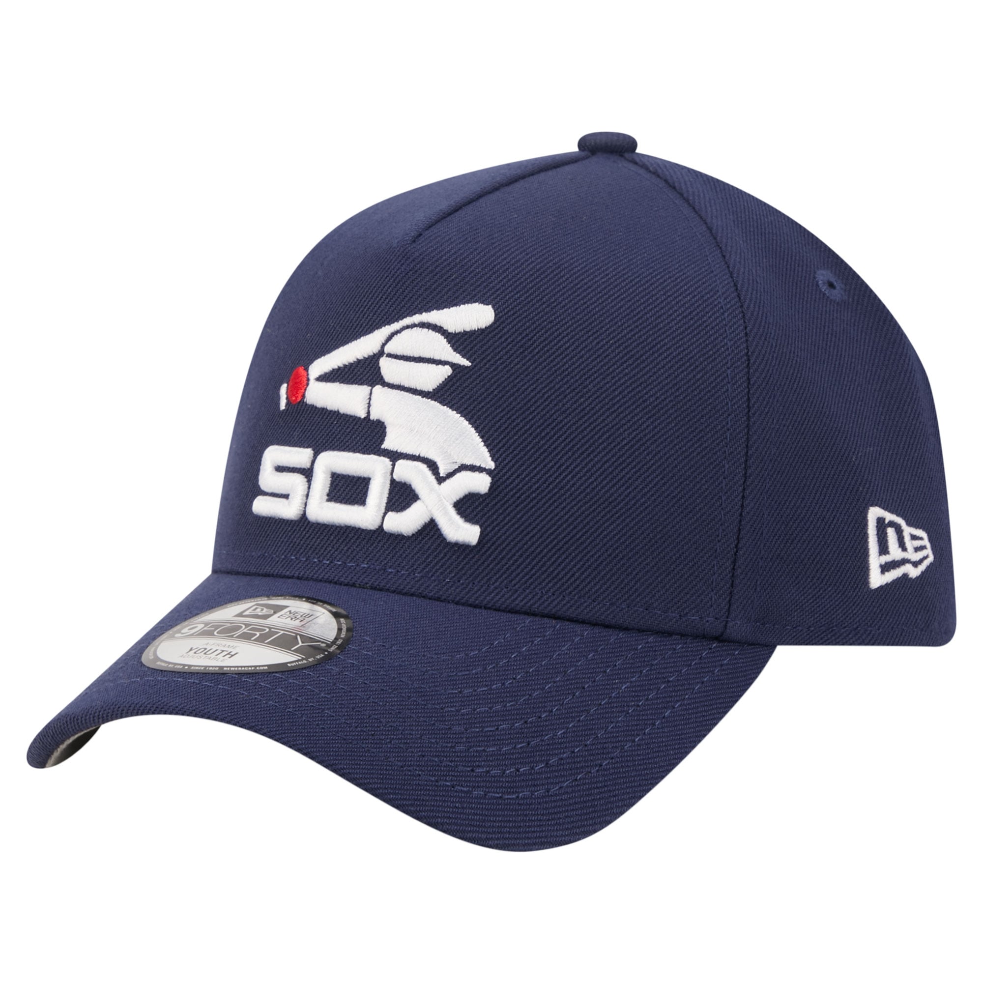 Youth New Era  Navy Chicago White Sox Cooperstown Logo 9FORTY A-Frame Adjustable Hat