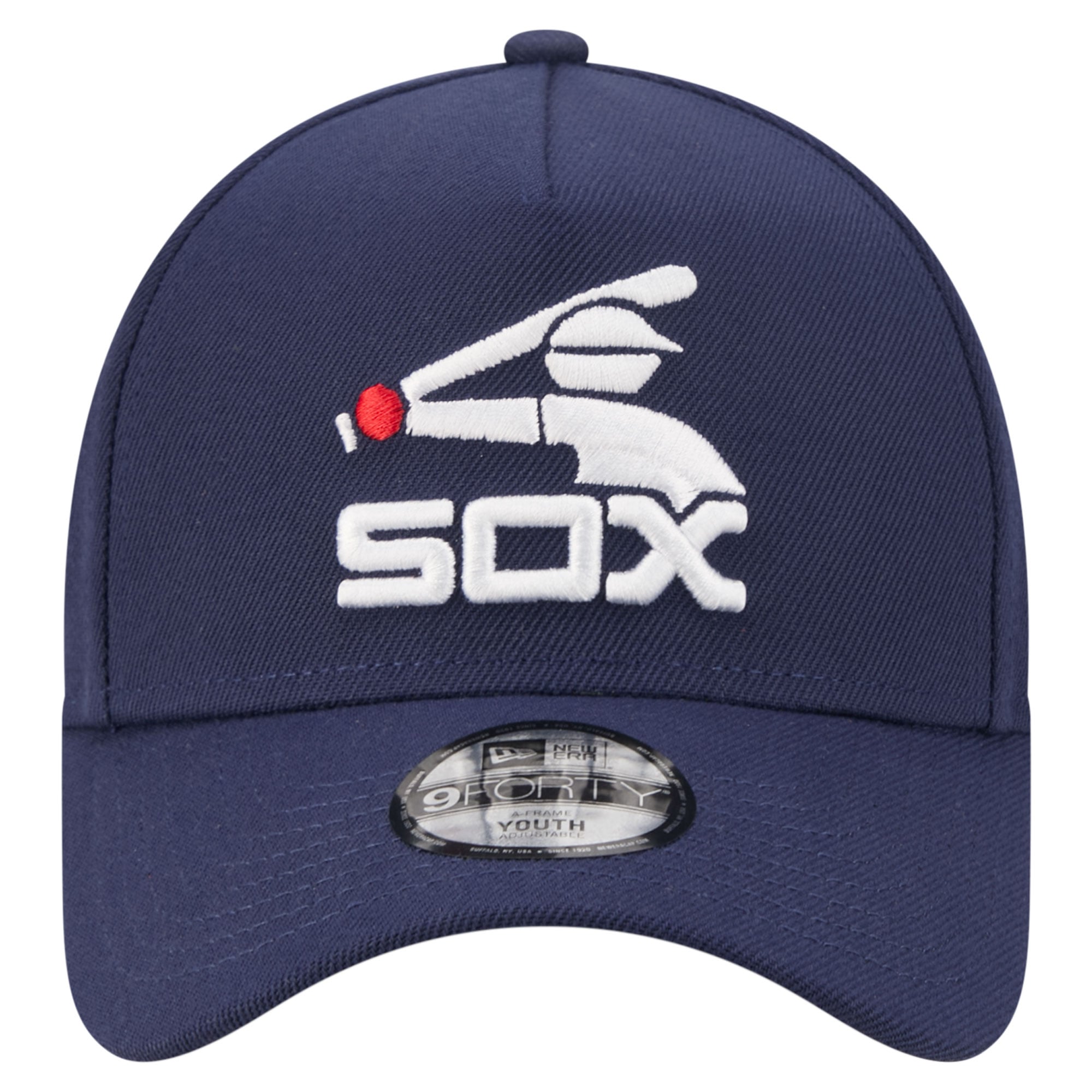 Youth New Era  Navy Chicago White Sox Cooperstown Logo 9FORTY A-Frame Adjustable Hat