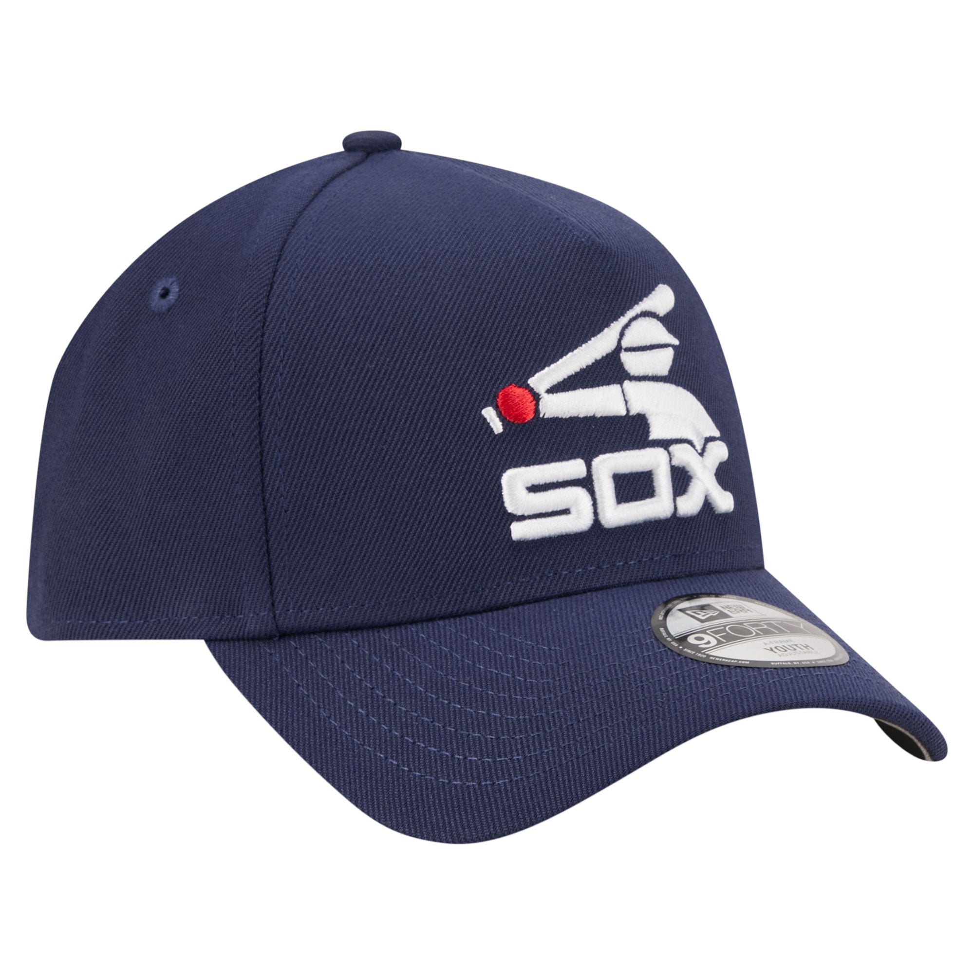 Youth New Era  Navy Chicago White Sox Cooperstown Logo 9FORTY A-Frame Adjustable Hat