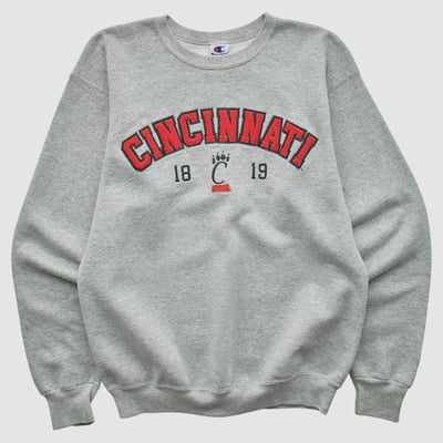 Cincinnati Bearcats Champion 2000s Pullover Sweatshirt - Heather Gray - XS by Fanatics Real Vintage