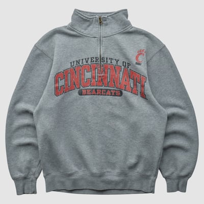 Cincinnati Bearcats Jansport 2000s 1/4 Zip Sweatshirt - Heather Gray - XS by Fanatics Real Vintage