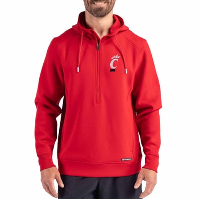  Cincinnati Bearcats Cutter & Buck Roam Recycled Buttery Soft Knit Half-Zip Hoodie - Red