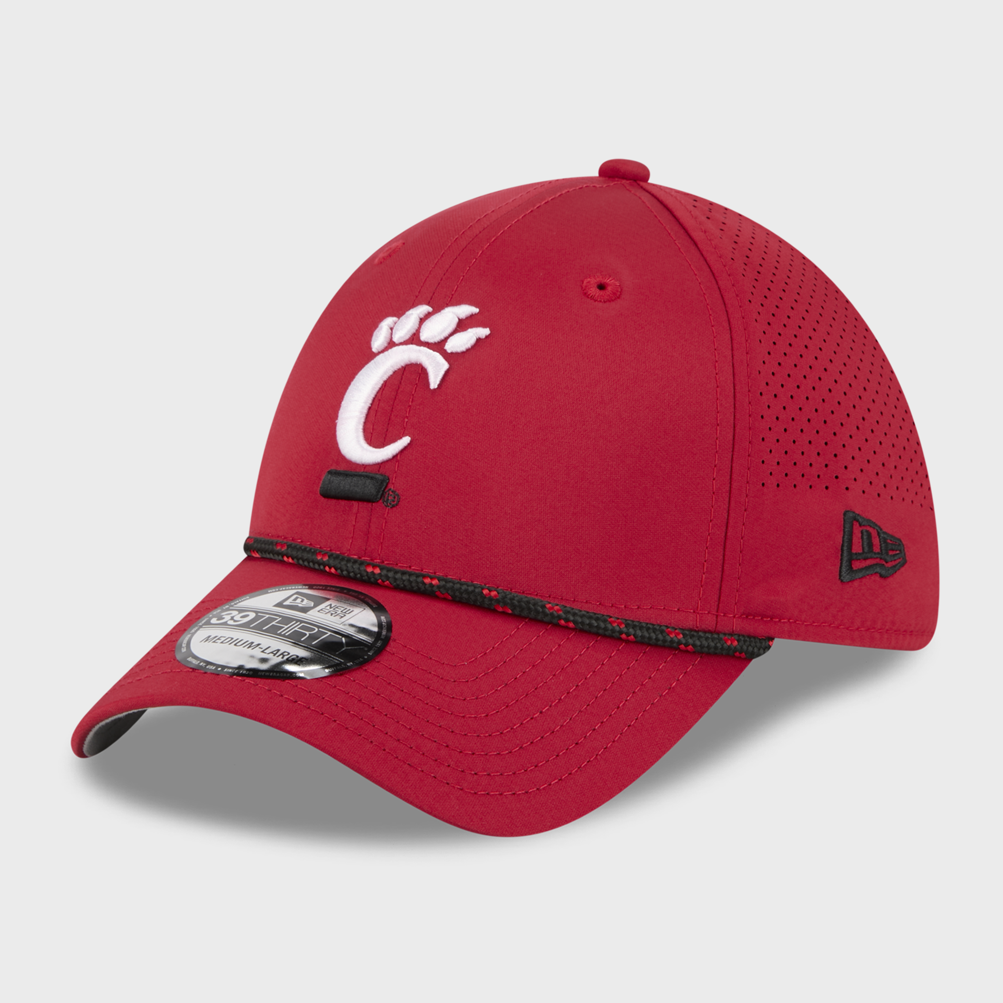 Casquette extensible New Era rouge Cincinnati Bearcats Performance Rope 39THIRTY pour homme