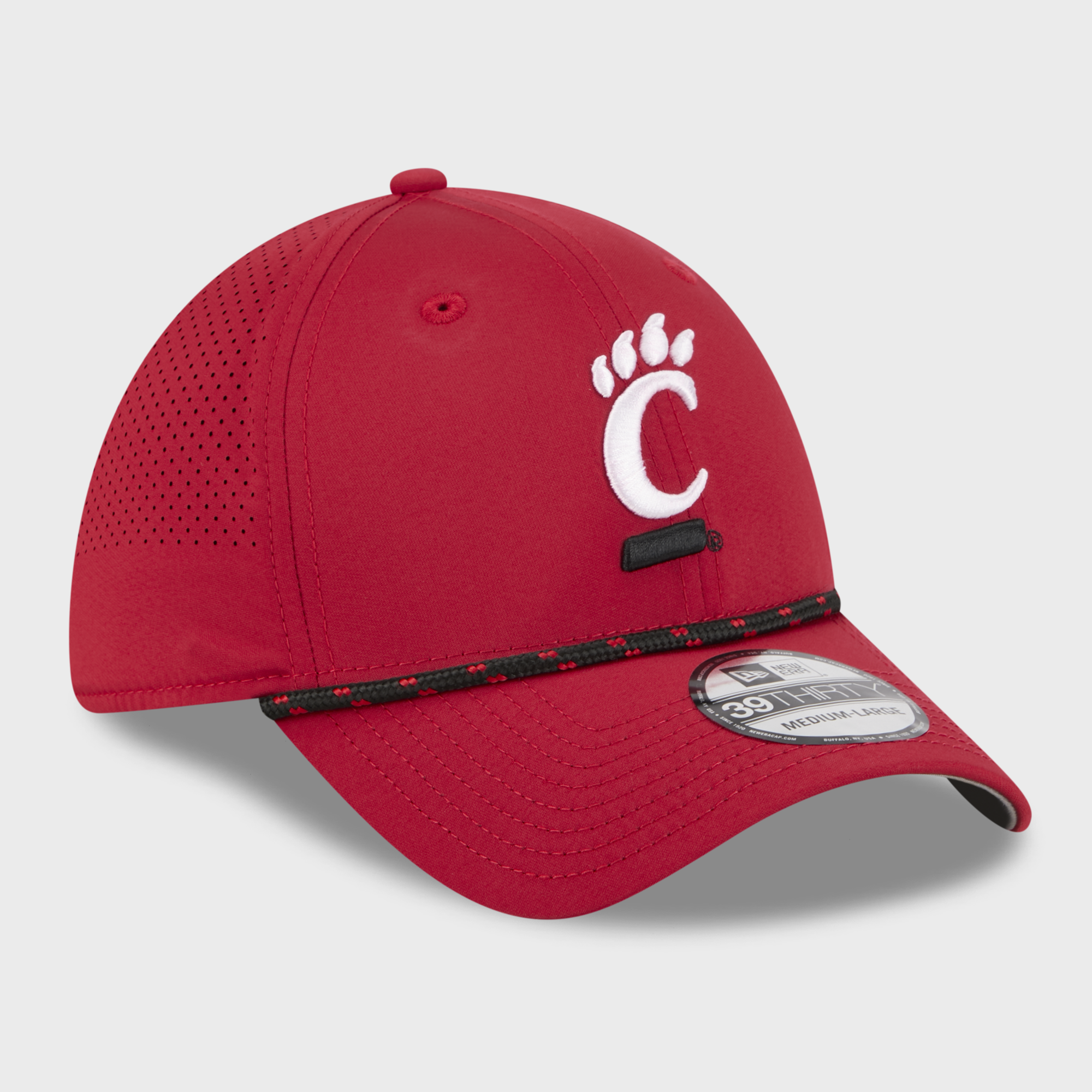 Casquette extensible New Era rouge Cincinnati Bearcats Performance Rope 39THIRTY pour homme