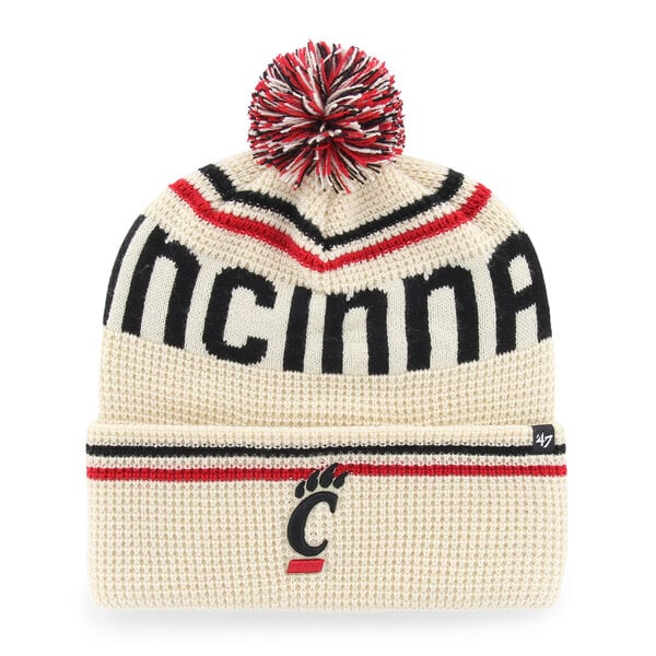 Bonnet unisexe '47 crème Cincinnati Bearcats en maille gaufrée à revers avec pompon