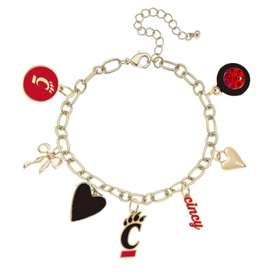 Cincinnati Bearcats CANVAS Style Women's 18K Gold-Plated Chain Link Charm Bracelet