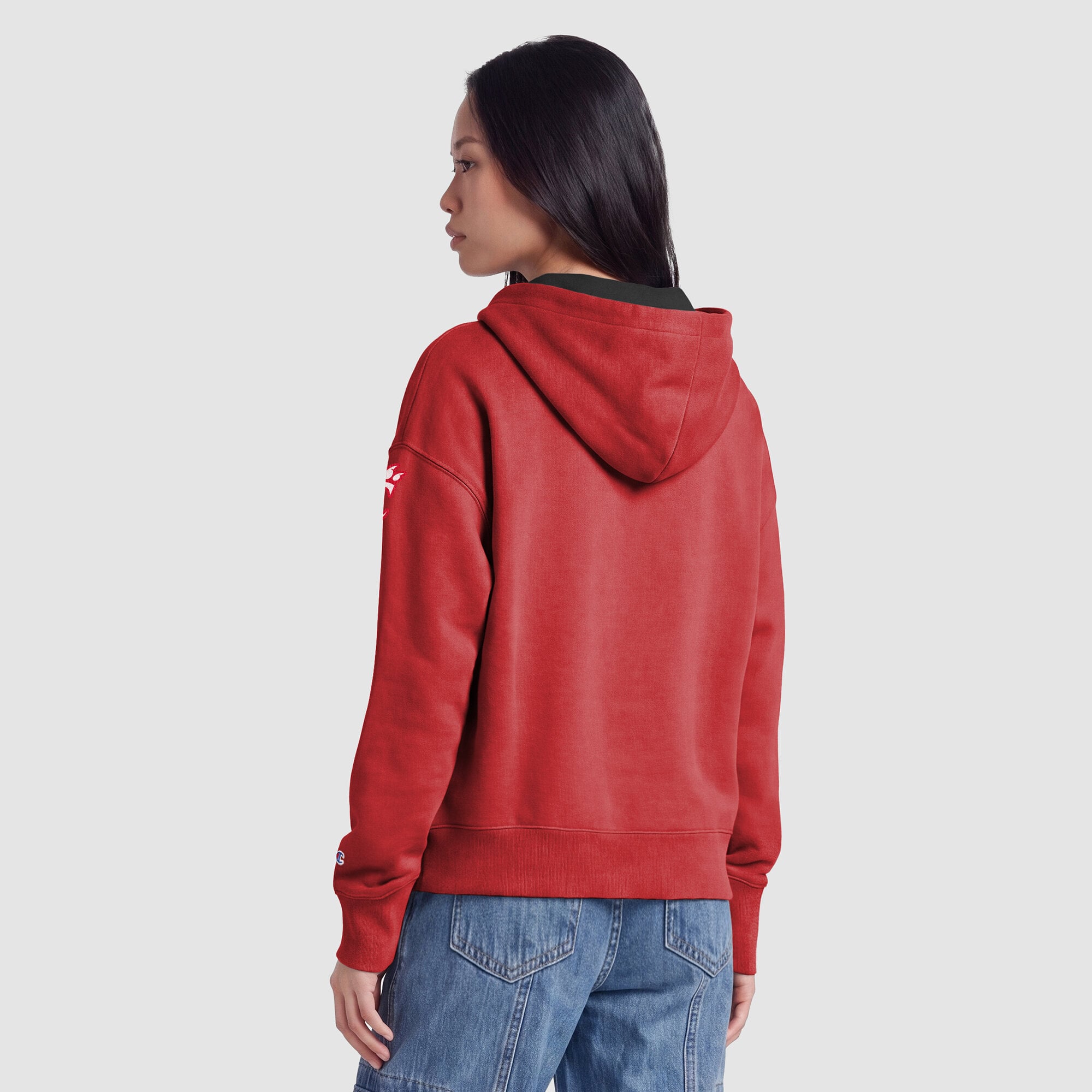 Sweat à capuche zippé en polaire Champion rouge Cincinnati Bearcats Arch pour femme