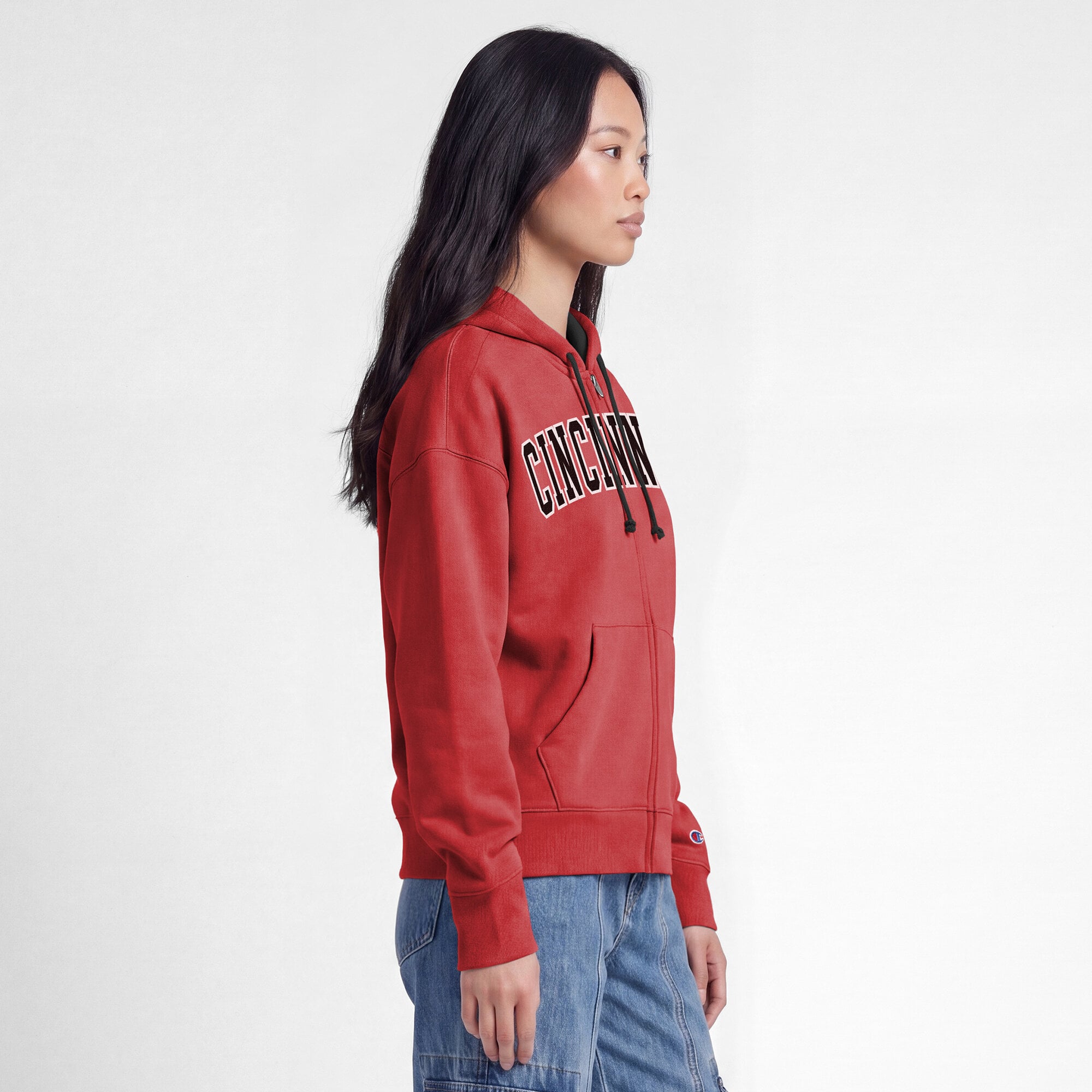 Sweat à capuche zippé en polaire Champion rouge Cincinnati Bearcats Arch pour femme