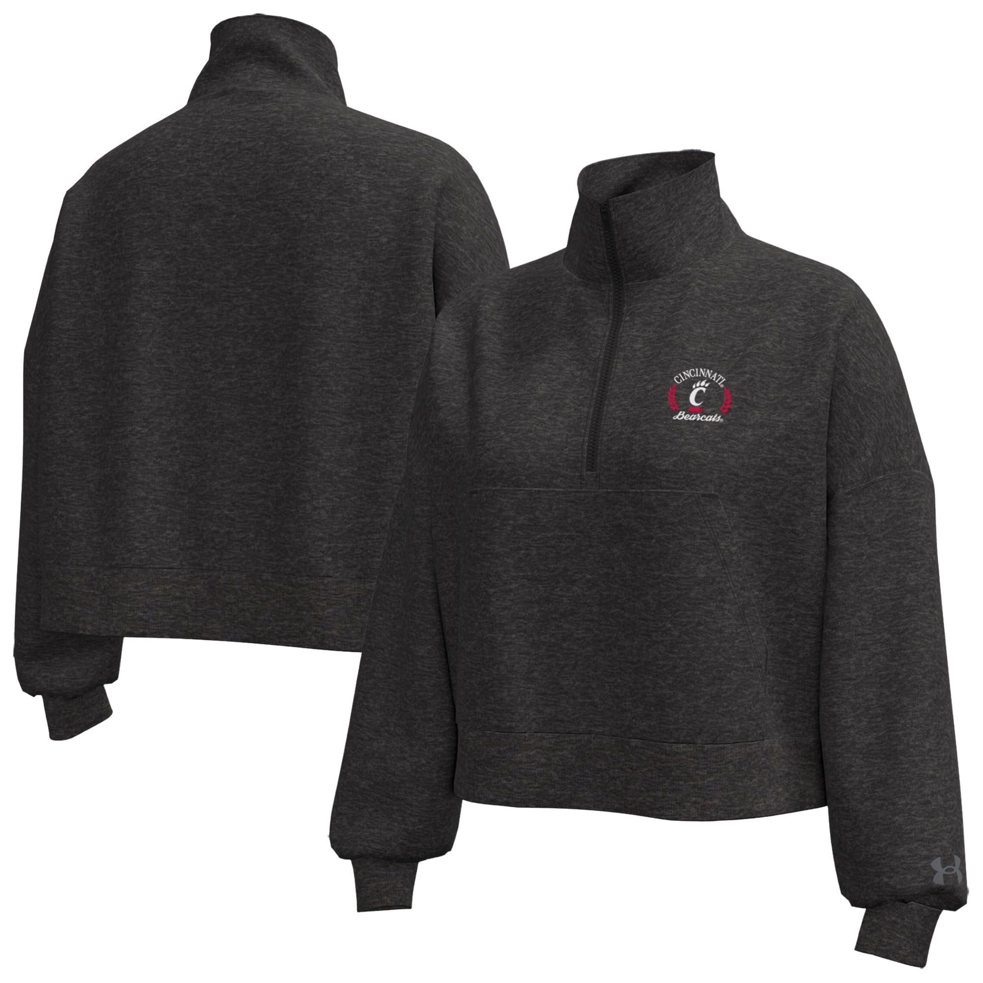 Veste polaire demi-zip Under Armour Icon Cincinnati Bearcats noire chinée pour femme