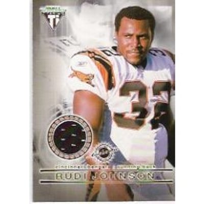 2001 Titanium Double Sided Jerseys Patches #13 Rudi Johnson/James Jackson