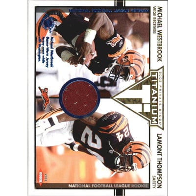 2002 Titanium Blue Jerseys #114 Michael Westbrook JSY/Lamont Thompson/200