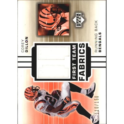 2002 Upper Deck First Team Fabrics Gold #FTCD Corey Dillon