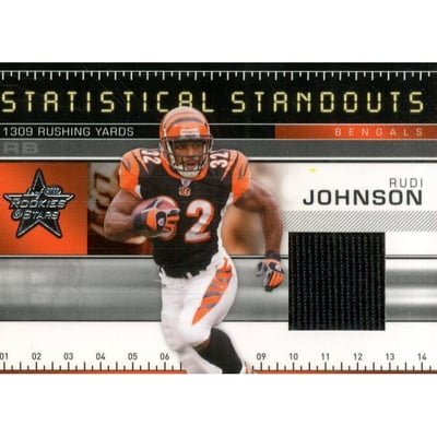 2007 Leaf Rookies and Stars Statistical Standouts Materials #21 Rudi Johnson