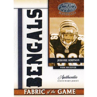 2008 Leaf Certified Materials Rookie Fabric of the Game Team Die Cut #28 Jerome Simpson