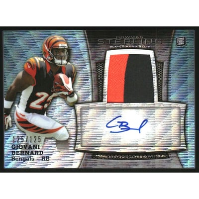 2013 Bowman Sterling Rookie Autograph Relics Blue Wave Refractors #BSARGB Giovani Bernard