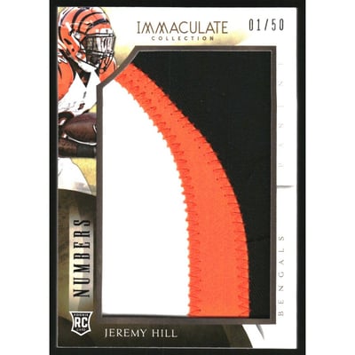 2014 Immaculate Collection Numbers Jumbo Patches #1 Jeremy Hill/50