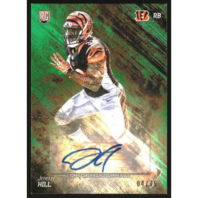 2014 Topps Fire Rookie Autographs Green #133 Jeremy Hill