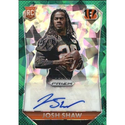 2015 Panini Prizm Rookie Autographs Prizms Green Cracked Ice #RSJS Josh Shaw/75