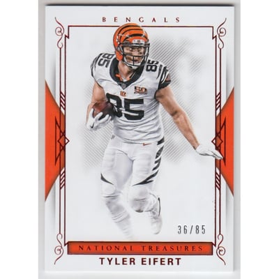 2017 Panini National Treasures Red Jersey Number #94 Tyler Eifert/85