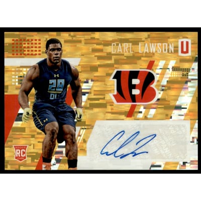 2017 Panini Unparalleled Rookie Autographs Yellow #239 Carl Lawson/149