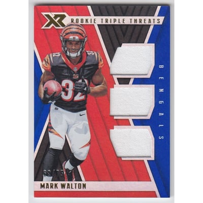 2018 Panini XR Rookie Triple Threats Materials Blue #31 Mark Walton