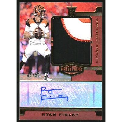 2019 Panini Plates and Patches Rookie Patch Autographs #6 Ryan Finley