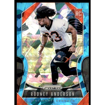 2019 Panini Prizm Prizms Blue Ice #337 Rodney Anderson